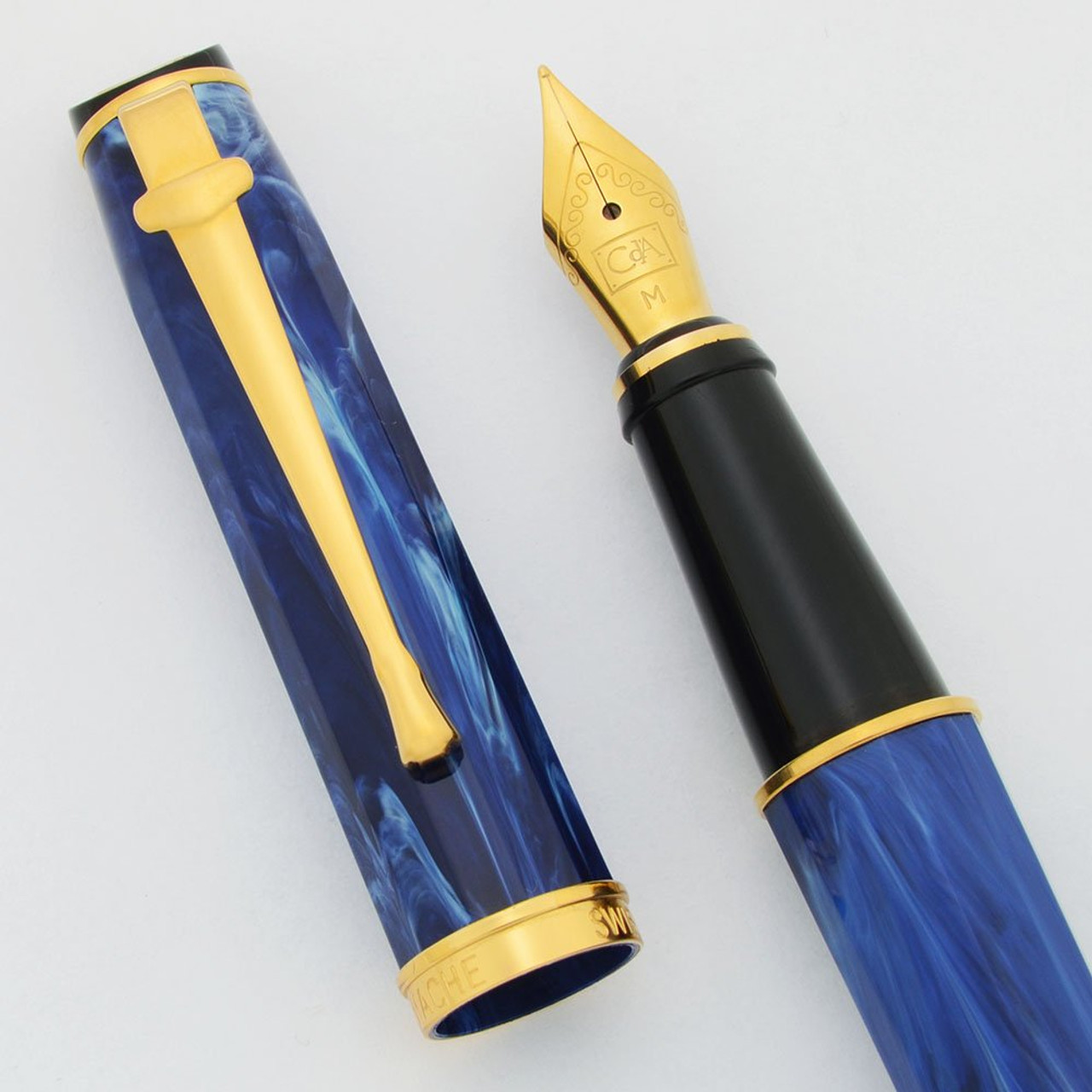Caran d'Ache Equinox Fountain Pen - Blue, GP Trim, GP Medium Nib (Near Mint, Works Well) - 15925