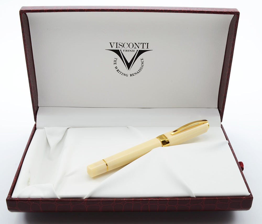 Visconti Opera Club Fountain Pen - Ivory, Gold Trim, Medium 14k (Near Mint in Box, Works Well)