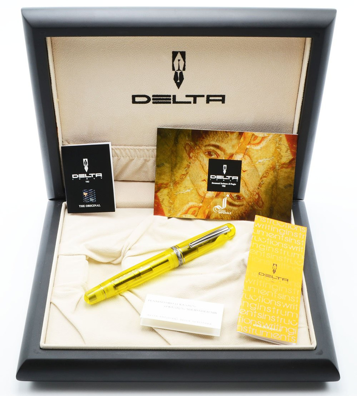 Delta Roma Imperiale Oversize Demonstrator Fountain Pen - Yellow, 14k Gold Medium Nib (Near Mint In Box, Works Well)