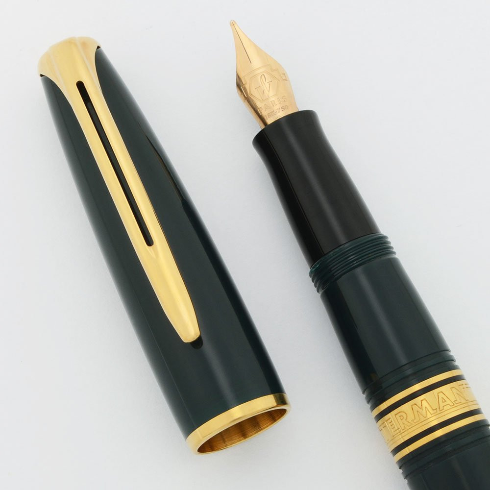 WATERMAN　チャールストン　18金ペン先　F Waterman Charleston Fountain Pen - Green with Gold Trim, Medium