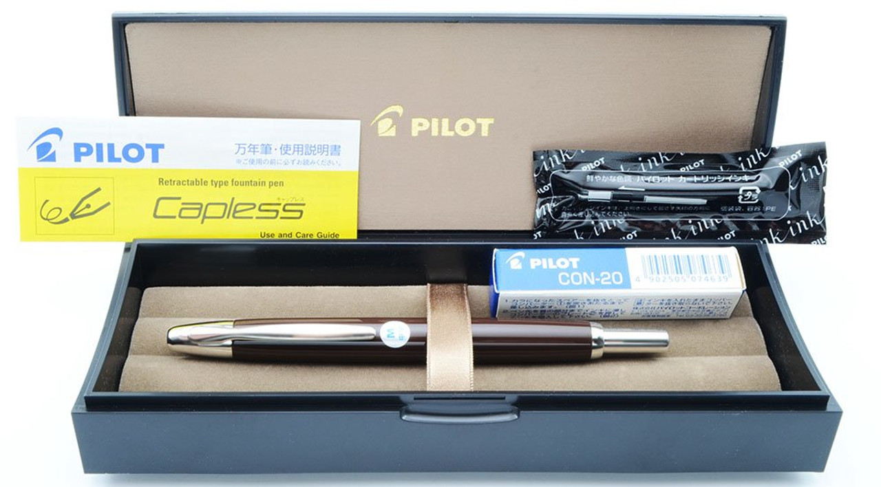 Pilot Namiki Vanishing Point - Brown w Rhodium Trim, Medium 14k Nib (Mint, In Box)