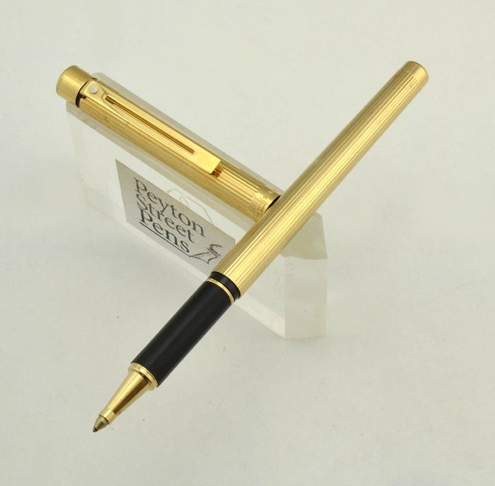 Sheaffer Targa 1005s Rollerball Pen Gold Fluted, Blue Shield