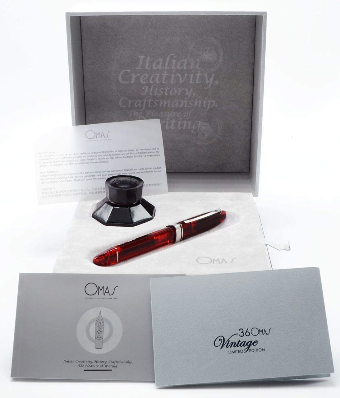 Omas 360 Vintage LE Fountain Pen (2012) - Red, Rhodium Trim, 18k Medium Nib (New in Box, Works Well)