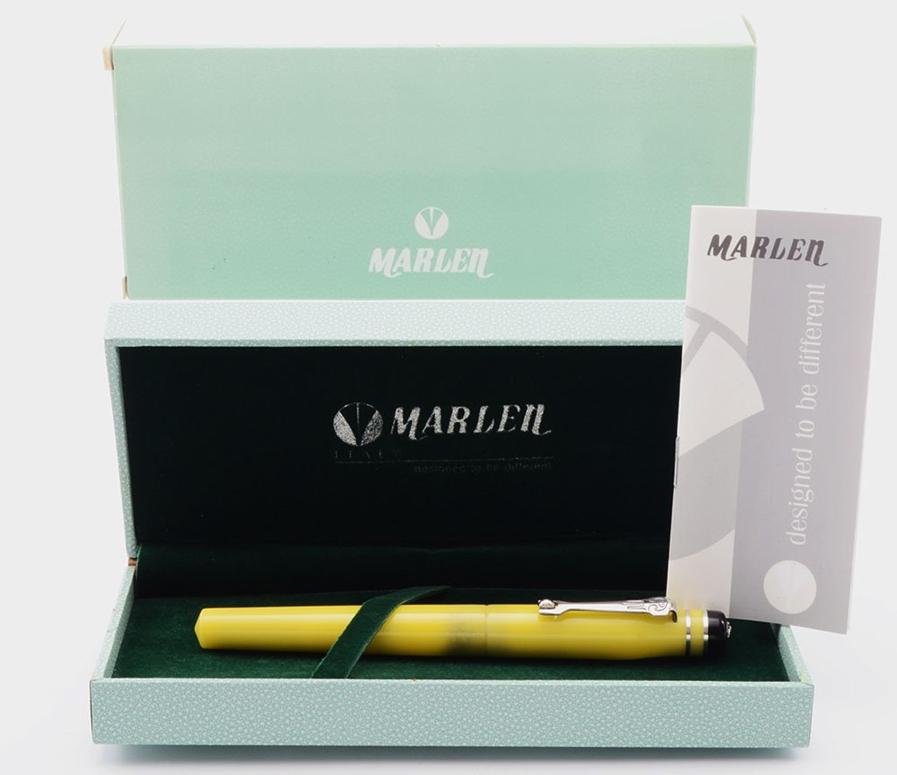 Marlen Telemachus Collection Fountain Pen - Vivid Yellow w Sterling Trim, Fine Steel Nib (Near Mint in Box, Works Well)