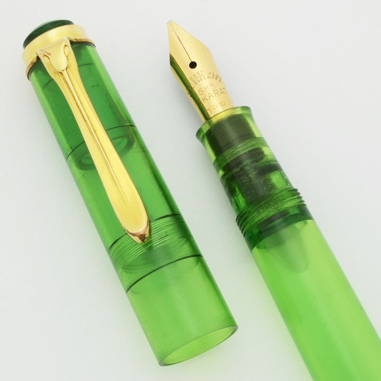PELIKAN 400 金 万年筆 14Cー585 グリーンストライプ eb PELIKAN 400 金 万年筆 14Cー585 グリーンストライプ eb