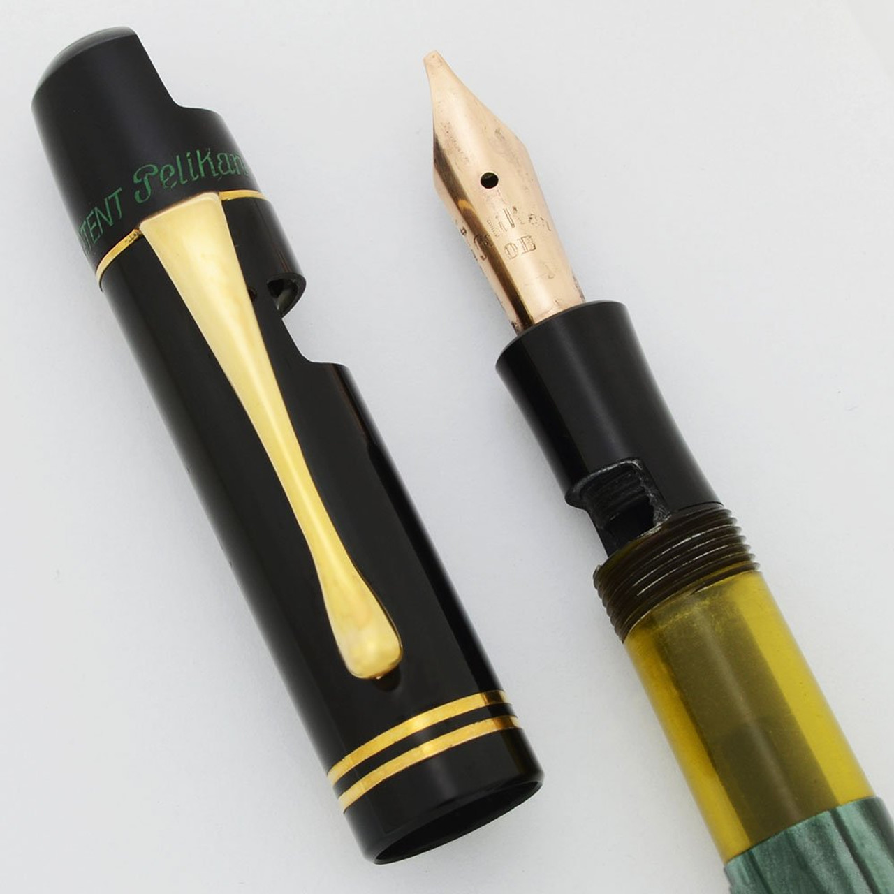 Pelikan 100 Fountain Pen Demonstrator (1930s) - Rare, Marbled Green, OB Nib (Non-Working Demonstrator)