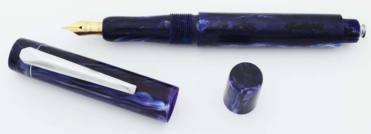 PSPW Prototype with Flexible Nib - Purple Swirl Alumilite w Clip, Button Filler, 14k Eversharp Flexible Fine Nib (New)