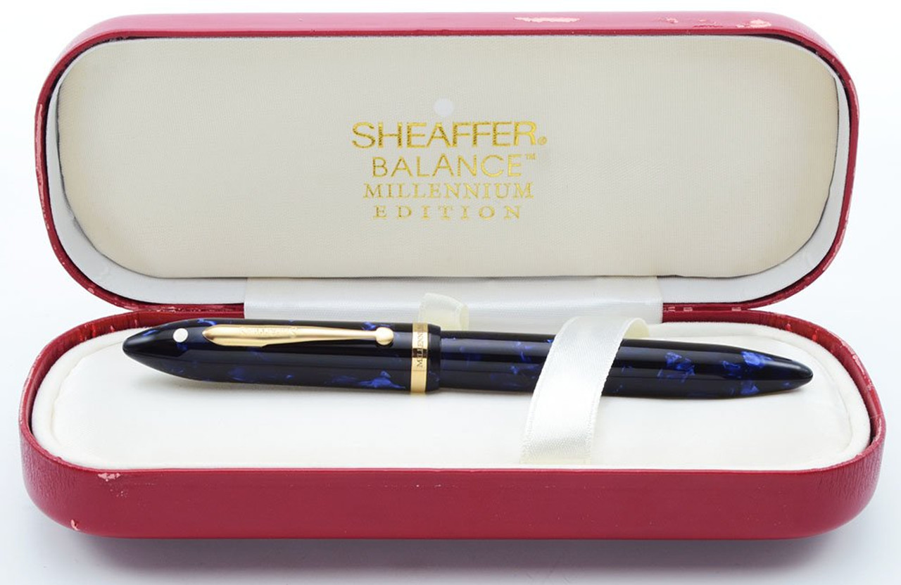 Sheaffer Balance II Millenium SE Fountain Pen - Dark Blue Marble, Fine Feather Touch 18k Nib (Mint in Box)