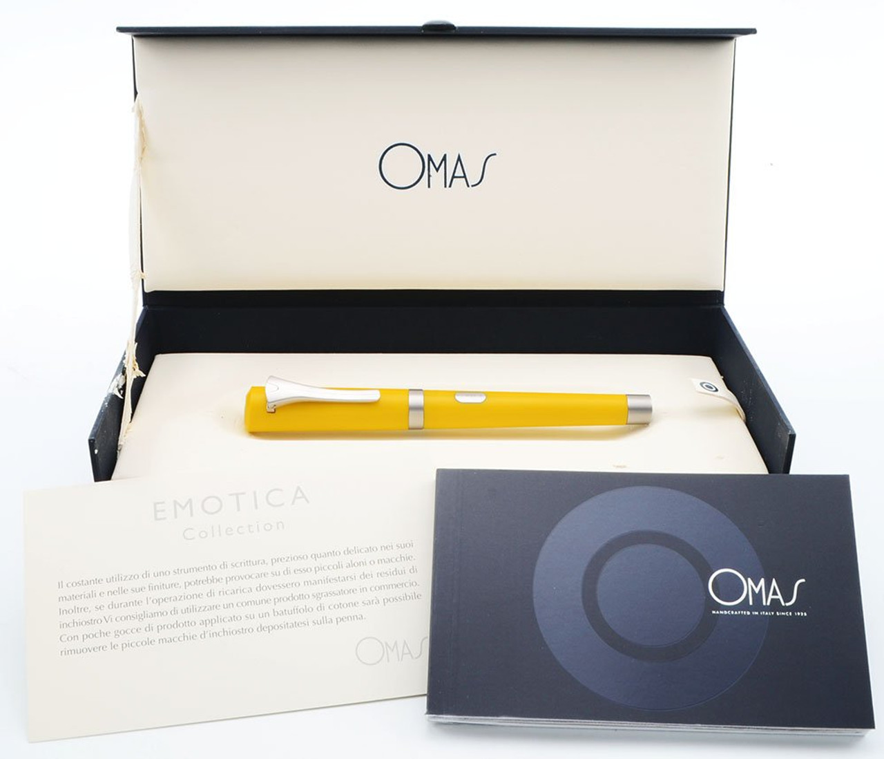 Omas Emotica Fountain Pen - Yellow with Titanium Trim, Medium Titanium Nib (Excellent in Box, Works Well)