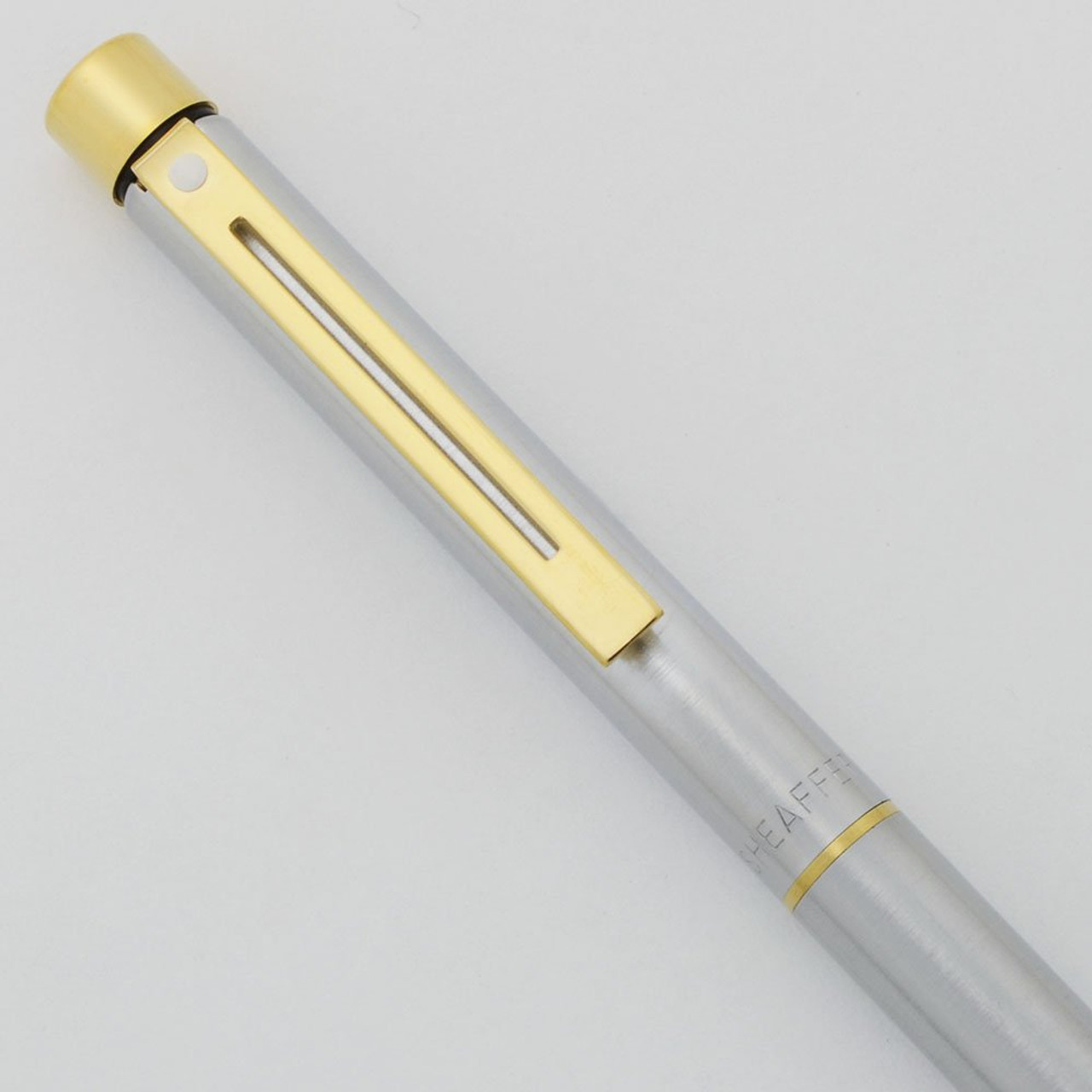 Sheaffer Targa 1001XG Mechanical Pencil (Later Version) - Brushed Chrome, .9mm, Gold Trim (New Old Stock)