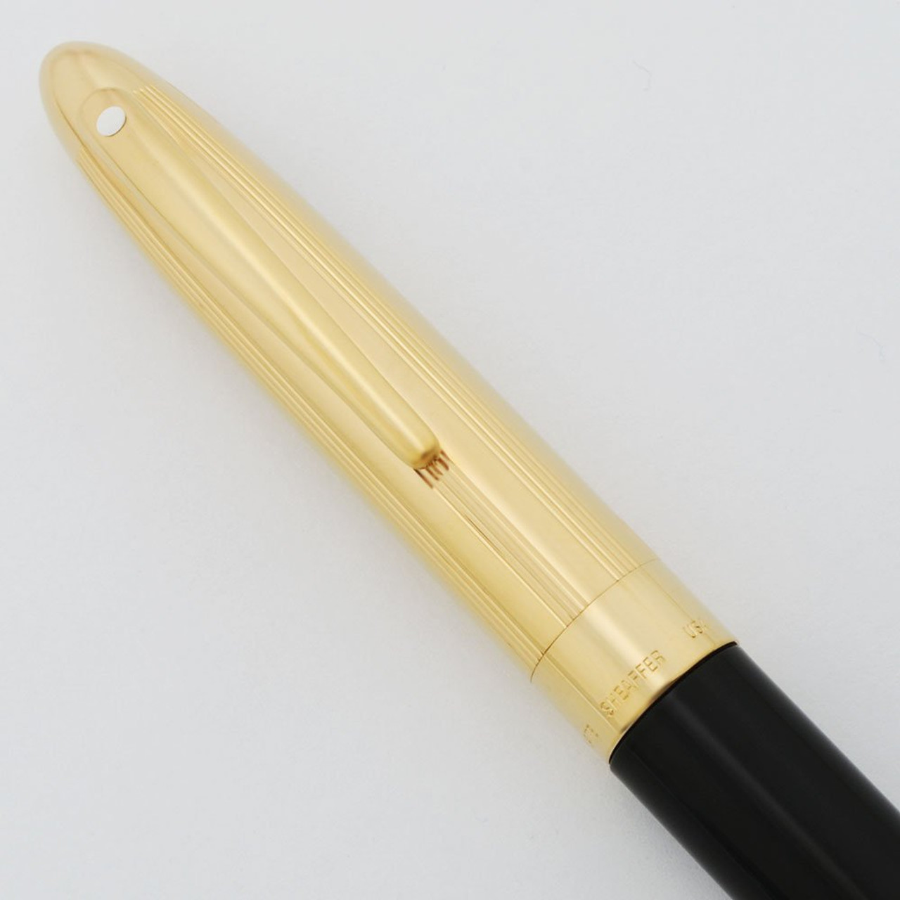 Sheaffer Crest (Reissue) #593 Ballpoint - Black w Gold Cap (New Old Stock, Works Well)