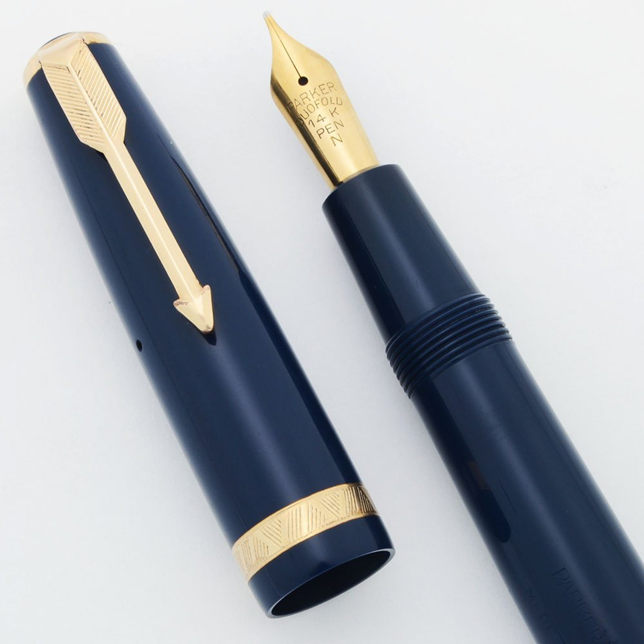 Parker Duofold UK (1952)  - New Standard, Blue, Aerometric, Medium Nib (Excellent, Works Well)