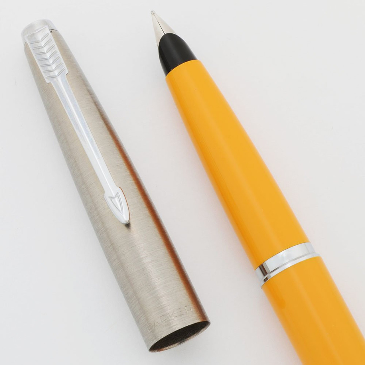 Parker 45 "Fantasy" Fountain Pen - Goldenrod Yellow, Flighter Cap, Medium Steel Nib (Near Mint, Works Well)