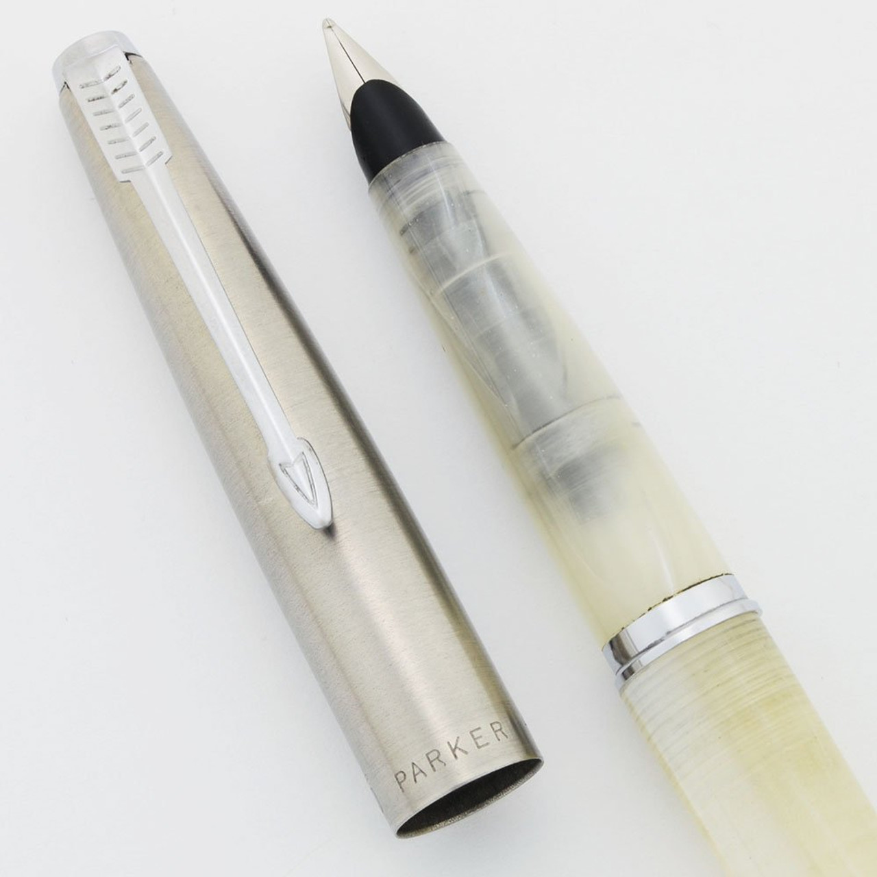 Parker 45 "Fantasy" Fountain Pen - White Pearl, Flighter Cap, Fine Steel Nib (Near Mint, Works Well)