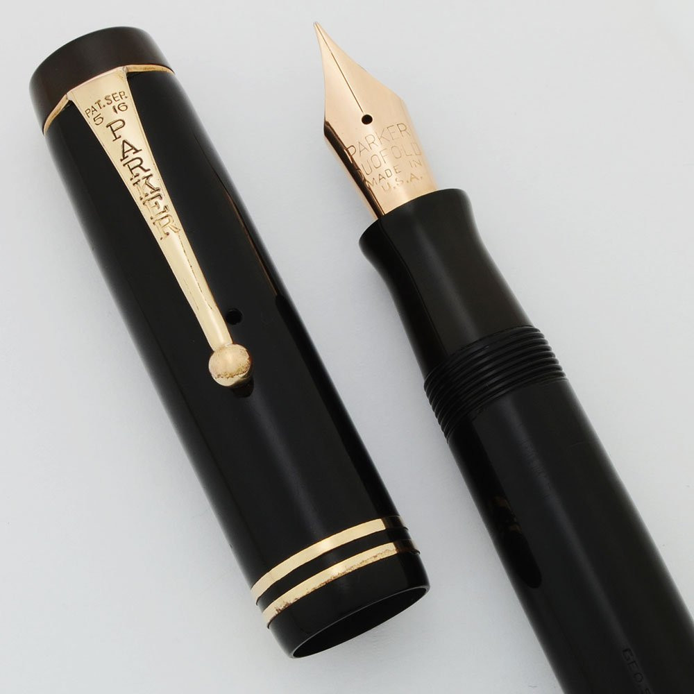 Parker Duofold Senior Fountain Pen (Streamline) - Black, Flexible