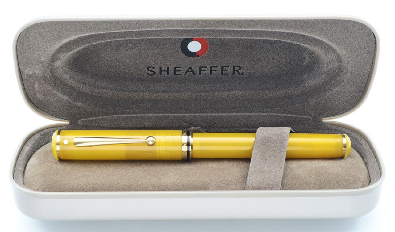 Sheaffer Levenger Connaisseur Fountain Pen - Caribbean Yellow, Broad 14k Nib (Near Mint in Box, Works Well)