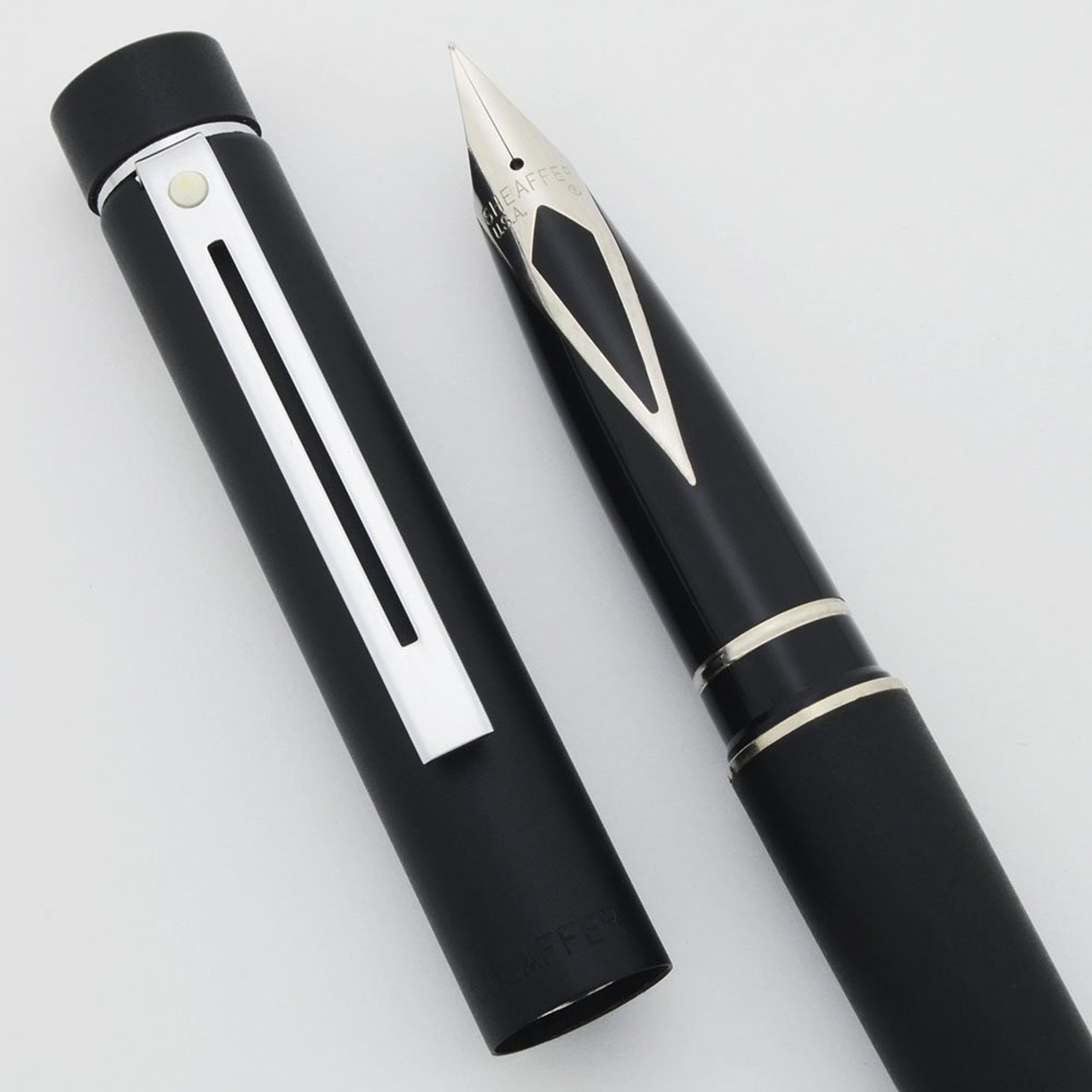 Sheaffer TARGA 1002 Fountain Pen (Early Version) - Black Matte, Chrome Trim (New Old Stock) - 17318