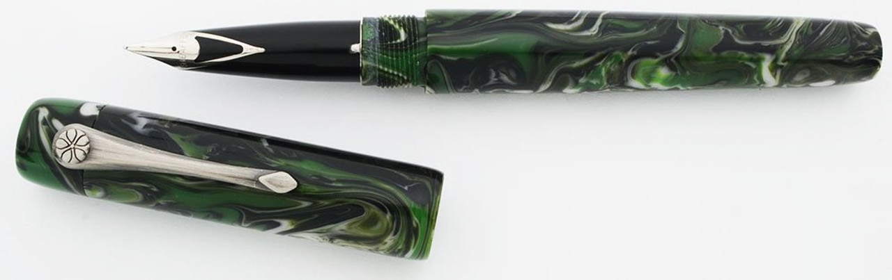 PSPW Prototype Fountain Pen - Green Cruzite, Clip, Sheaffer Imperial Nibs (New)