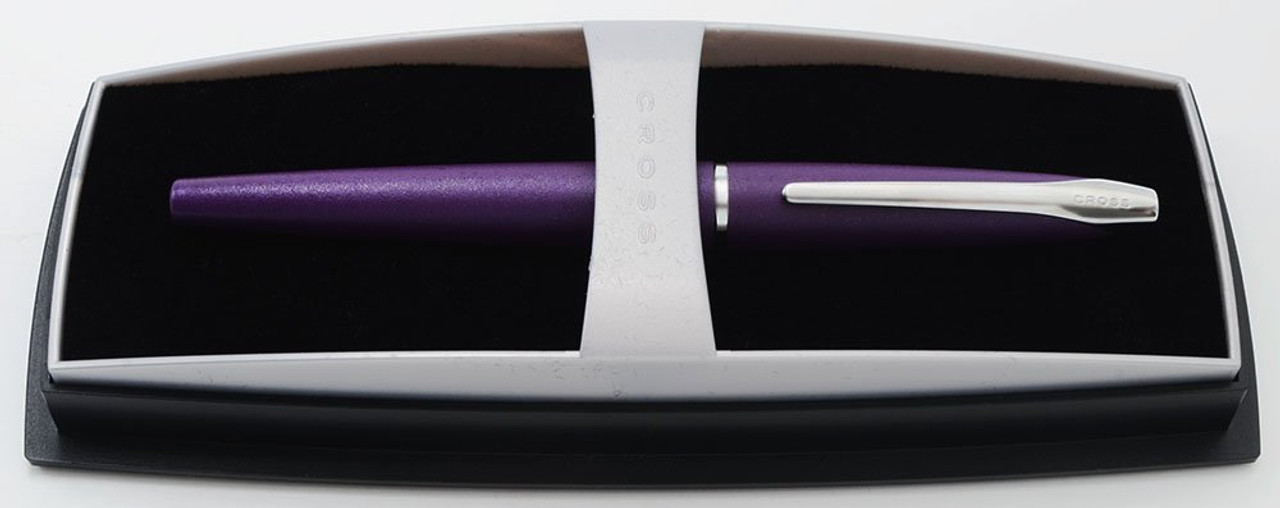 Cross ATX Fountain Pen - Victoria Purple Matte, Chrome Trim, Broad Nib (Mint In Box)