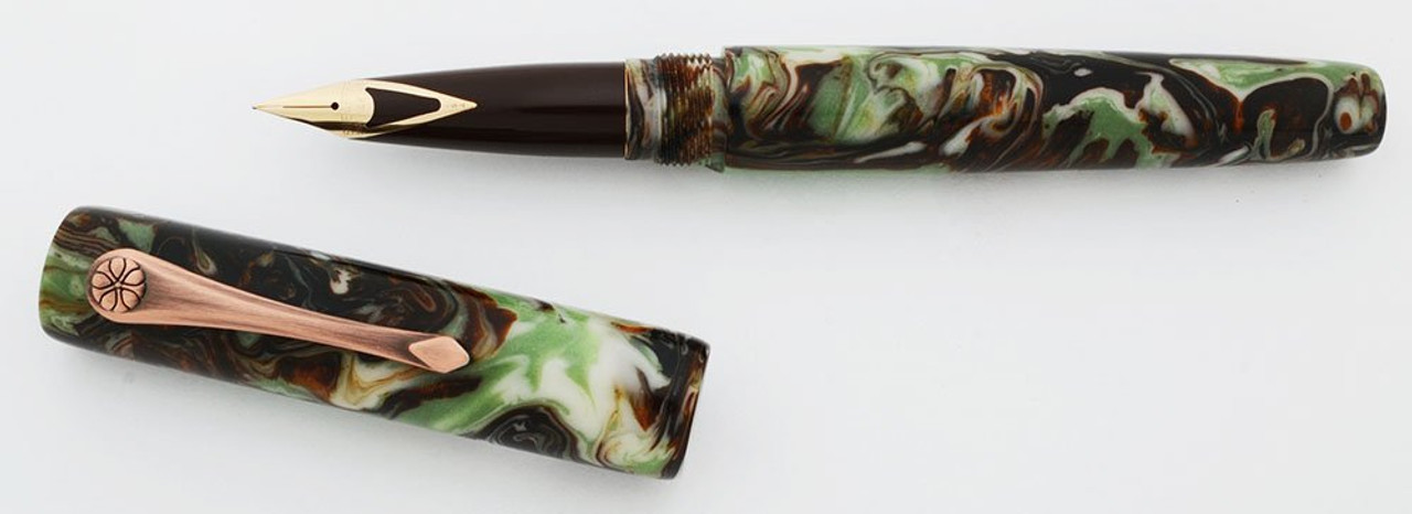 PSPW Prototype Fountain Pen - Copper Sage Cruzite, Clip, Sheaffer Imperial Nibs (New)