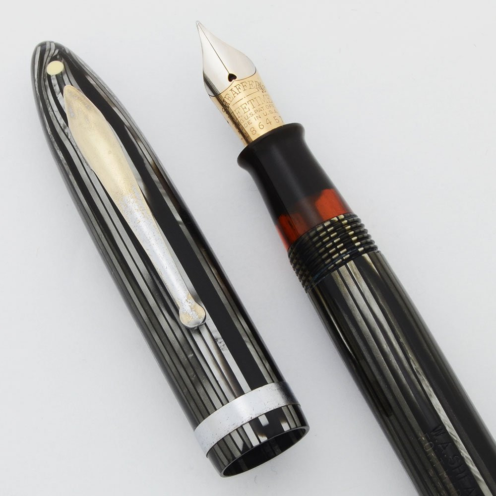 Sheaffer Balance Lifetime 1000 Fountain Pen - Grey Striated, Lever Fill, Medium-Fine Nib (Excellent, Restored)