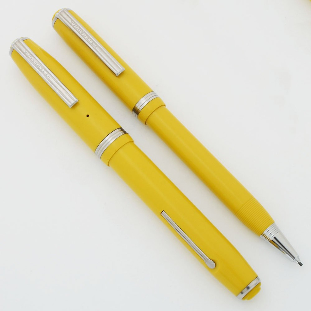 Esterbrook Pastels Fountain Pen Set - Aloha Yellow, 2nd Series, 1555 Firm Fine Gregg Nib (NOS, Restored)