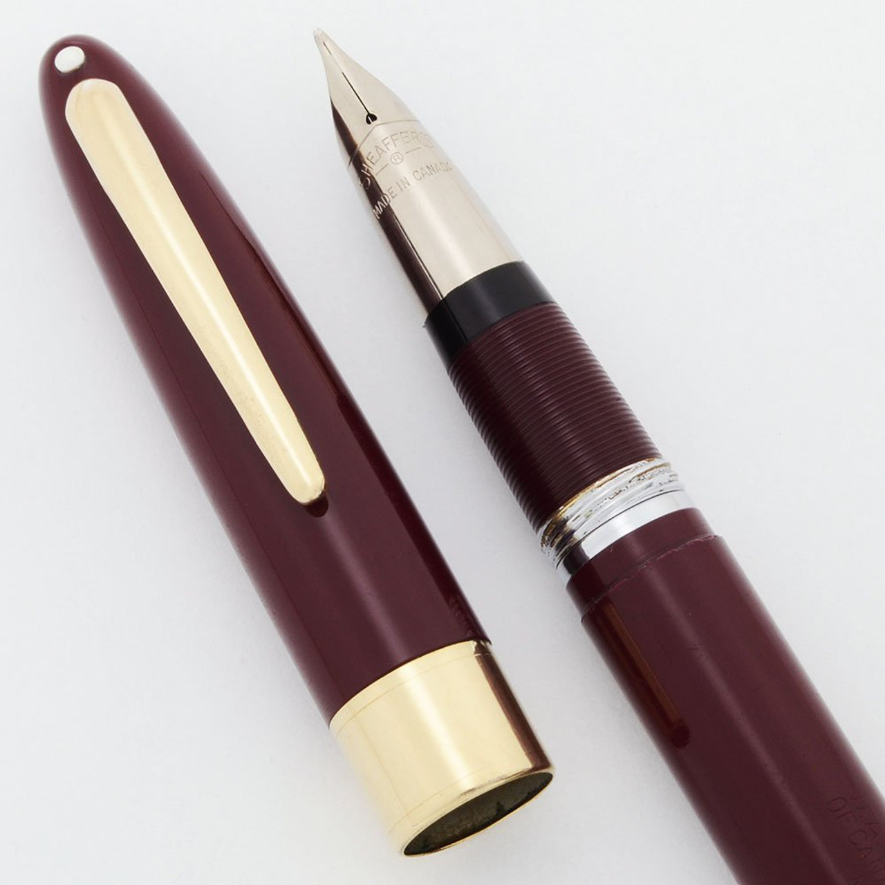 Sheaffer Statesman Snorkel - Burgundy, Canada, Medium PdAg Nib (Very Nice, Restored)