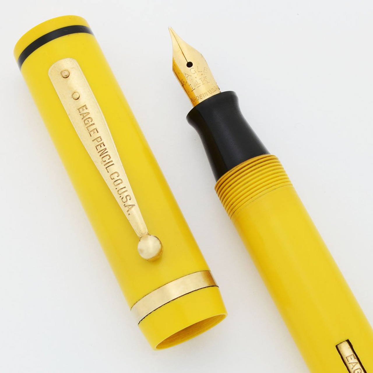 Eagle Oversized Fountain Pen - Yellow with GT, 14k Flexible Nib (Excellent +, Restored)