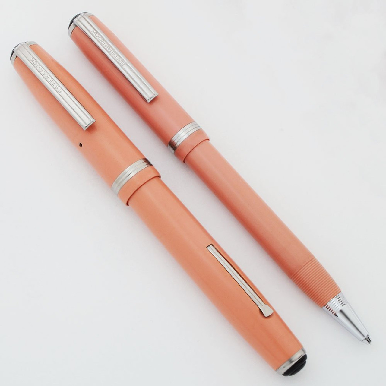 Esterbrook Pastels Fountain Pen Set - Salmon Pink, First Series, 1551 Firm Medium Nib (Excellent +, Restored)