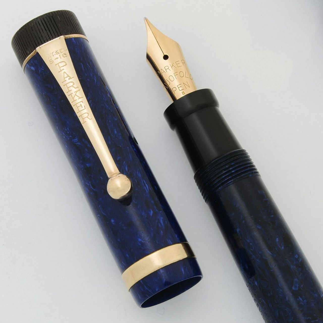 Parker Duofold Junior Fountain Pen - Blue Lapis, Semi-Flex Fine (Excellent +, Restored)