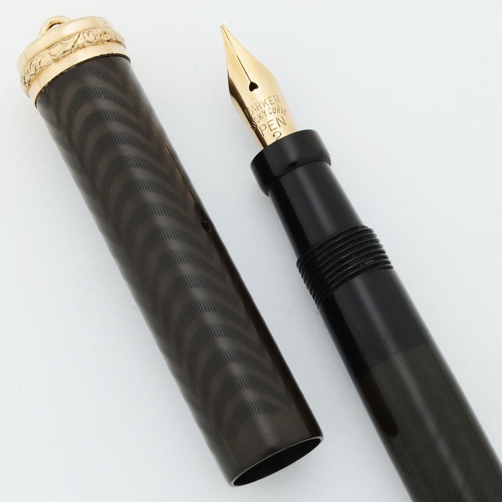 Parker Lucky Curve Fountain Pen - BCHR, Ring Top, Fine Flexible