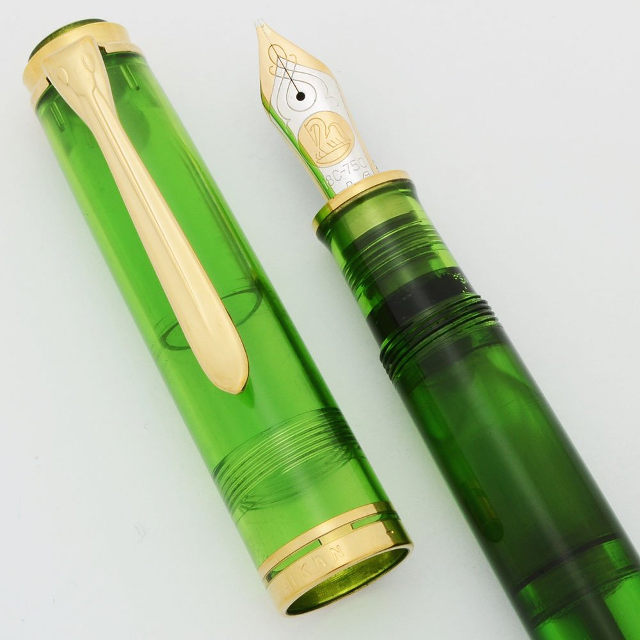 Pelikan M800 Souveran Fountain Pen - Collectors Edition, Green Transparent, 18k Broad Stub  (Excellent, Works Well)