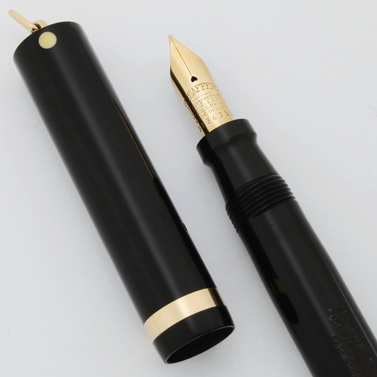 Sheaffer Lifetime Flat Top - Ring Top, Black Permanite, Fine Lifetime Nib (Very Nice, Restored)