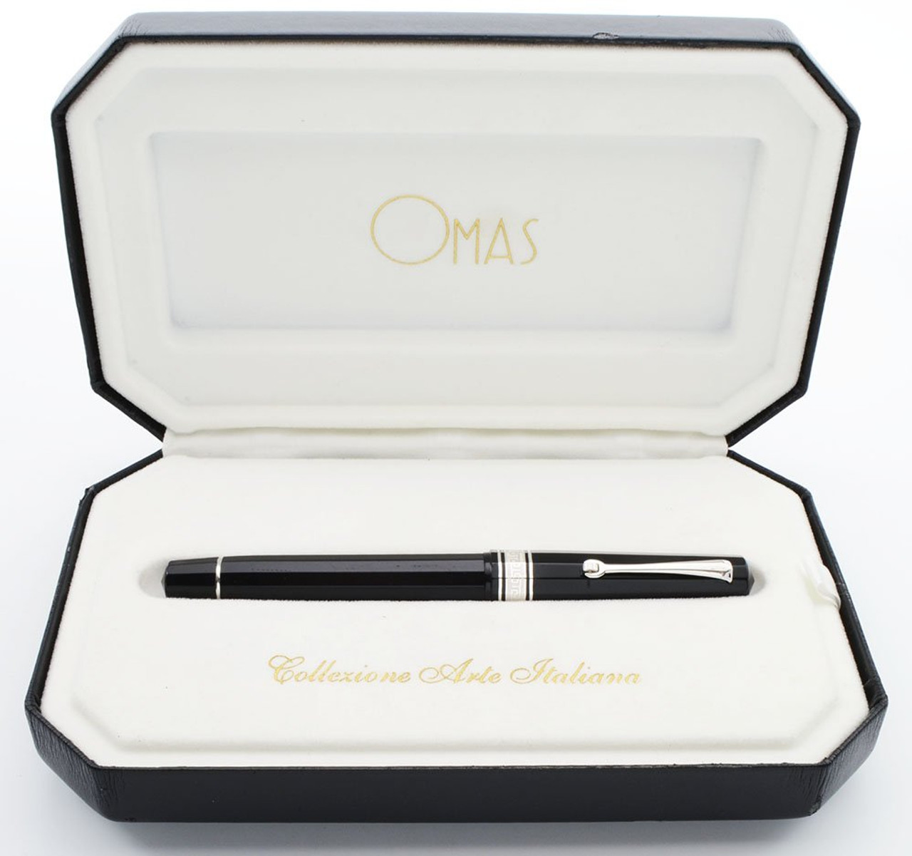 Omas Extra Rollerball - Faceted Black with Rhodium Trim (Excellent in Box, Works Well)