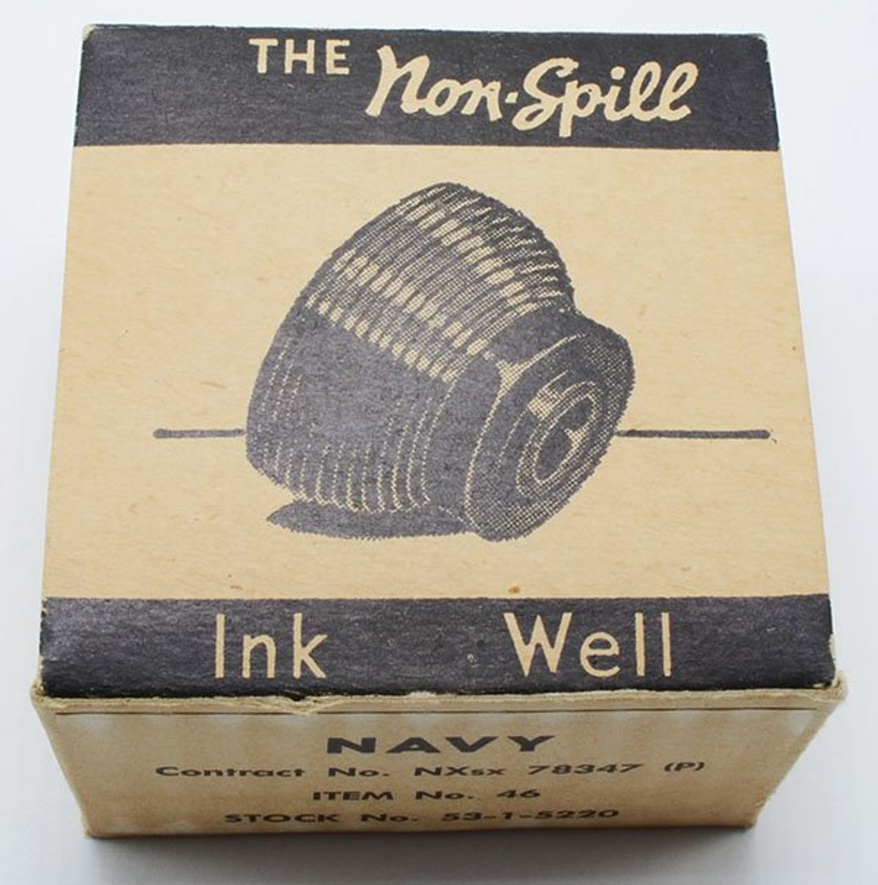Preferred Products Non-Spill Ink Well in Box (1950 ca.)  - Vintage Glass Ink Well w Screw-On Top