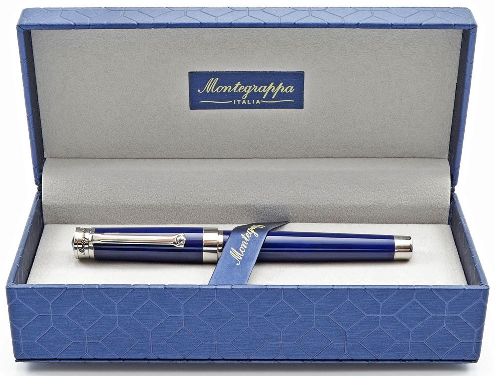 Montegrappa Parola Fountain Pen - Navy Blue w SS Trim, Fine Steel