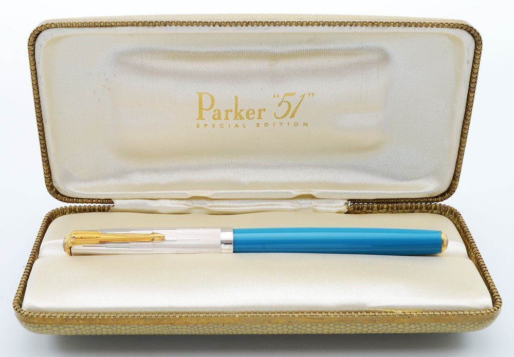 Parker 51 Special Edition 2002 Turquoise W Sterling Cap And Gold Clip Parker 51 Special Edition 2002 Turquoise W Sterling Cap And Gold Clip