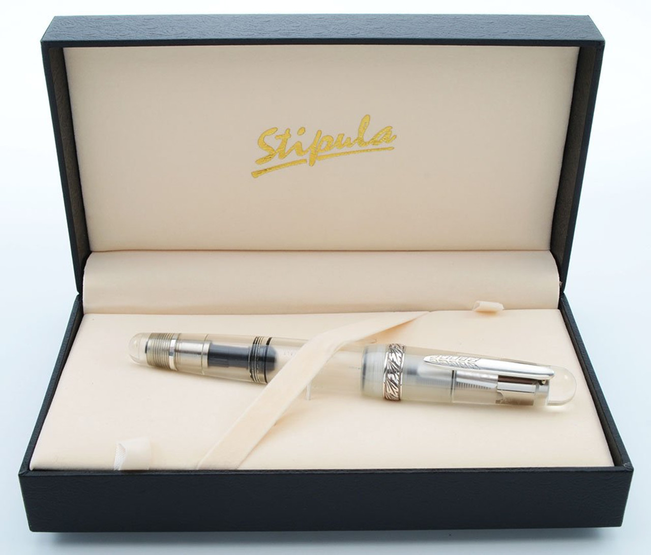 Stipula Etruria Nuda Demonstrator Fountain Pen LE (190/351) - Clear Resin, Sterling Trim, Piston Fill, Broad 14k Nib (Excellent + In Box, Works Well)