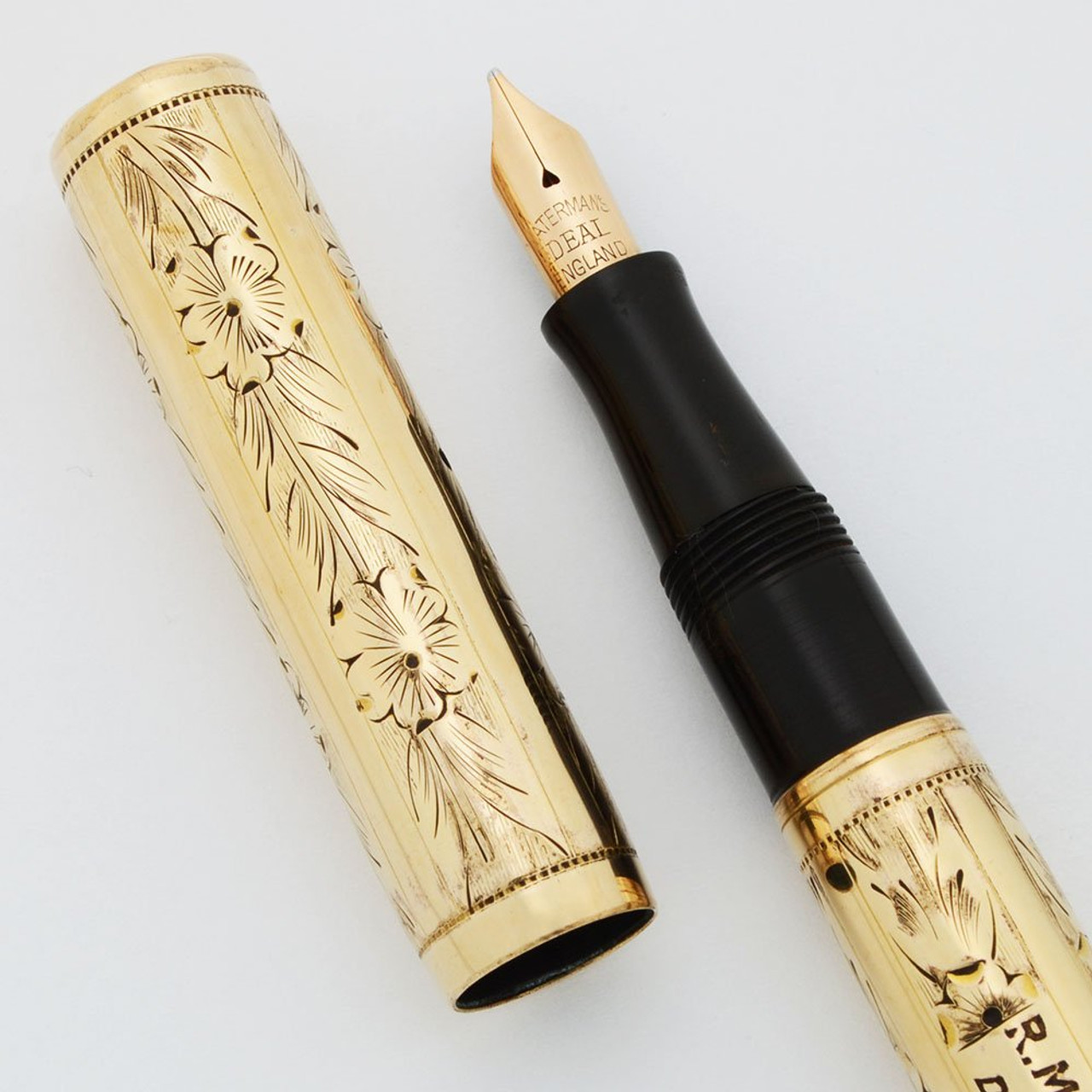 Waterman 552 (?) Fountain Pen - Gold-Filled Pansy Panel, Medium Left Oblique Nib (Excellent, Restored)