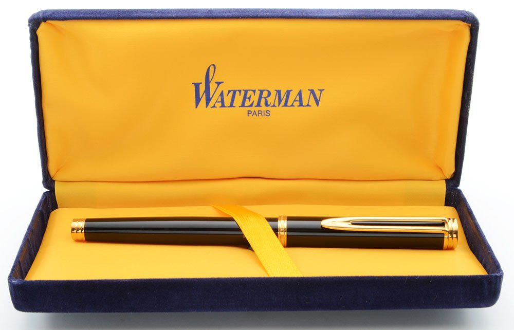 Waterman（ウォーターマン） Gentleman 万年筆 18K Waterman Gentleman Fountain Pen - Black Lacquer, Gold Trim, Fine