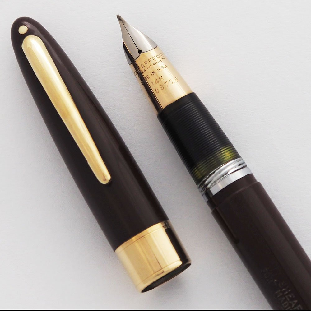 Sheaffer Valiant Touchdown Fountain Pen - Fat Version, Brown