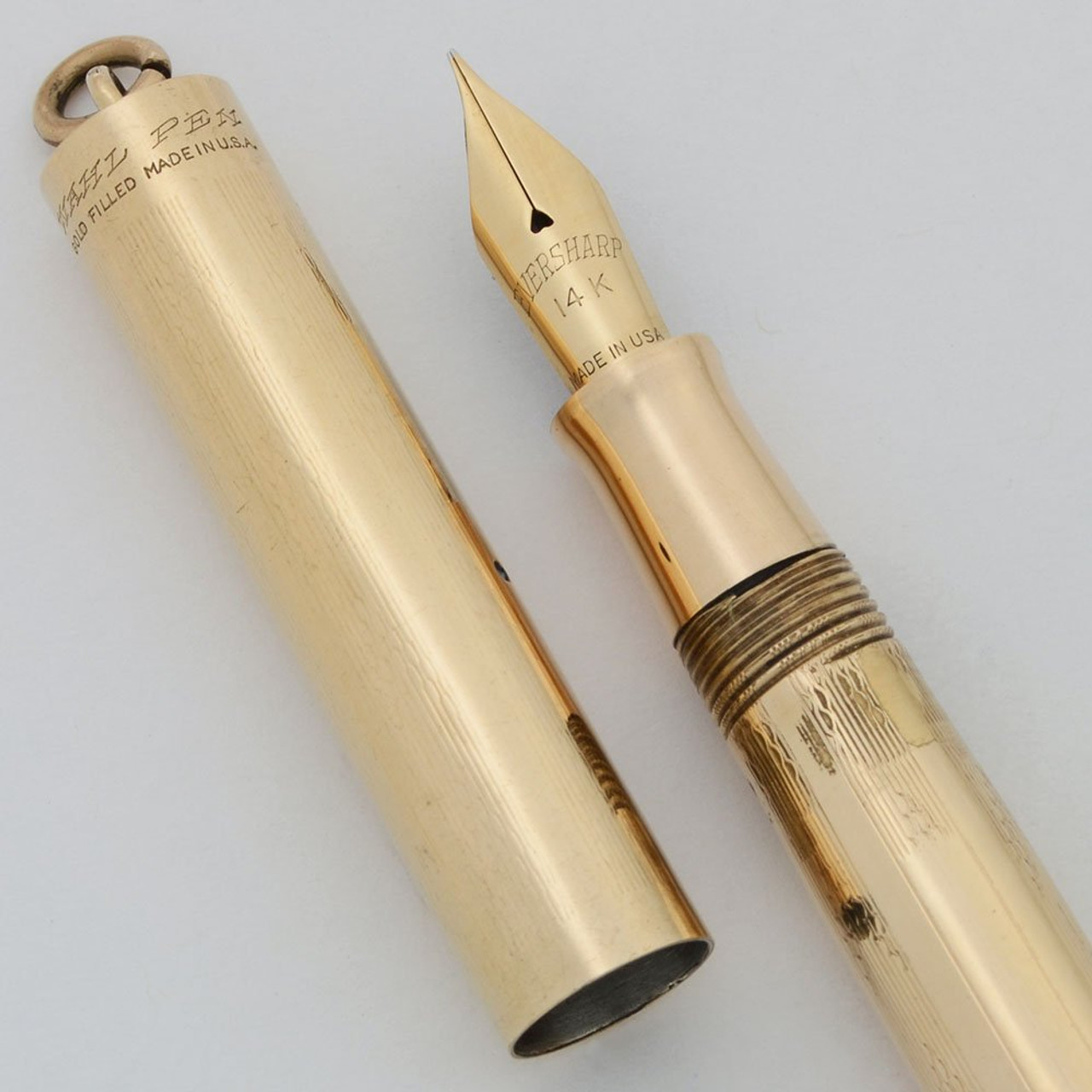 Wahl Fountain Pen #2 Ring Top - Yellow Gold Filled Dart Design, Flexible Extra Fine Eversharp Nib (Excellent, Restored)