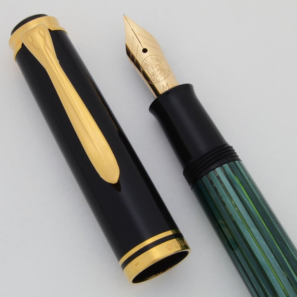 Pelikan M250 Fountain Pen (1985-97) - Green Striped, Medium 14k