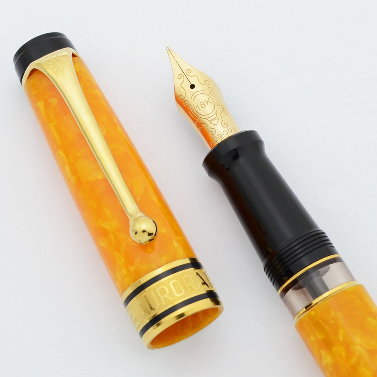 Aurora Optima Sole LE Fountain Pen - Yellow Auroloide, 18k Medium Nib (Near Mint, Works Well) - 18884