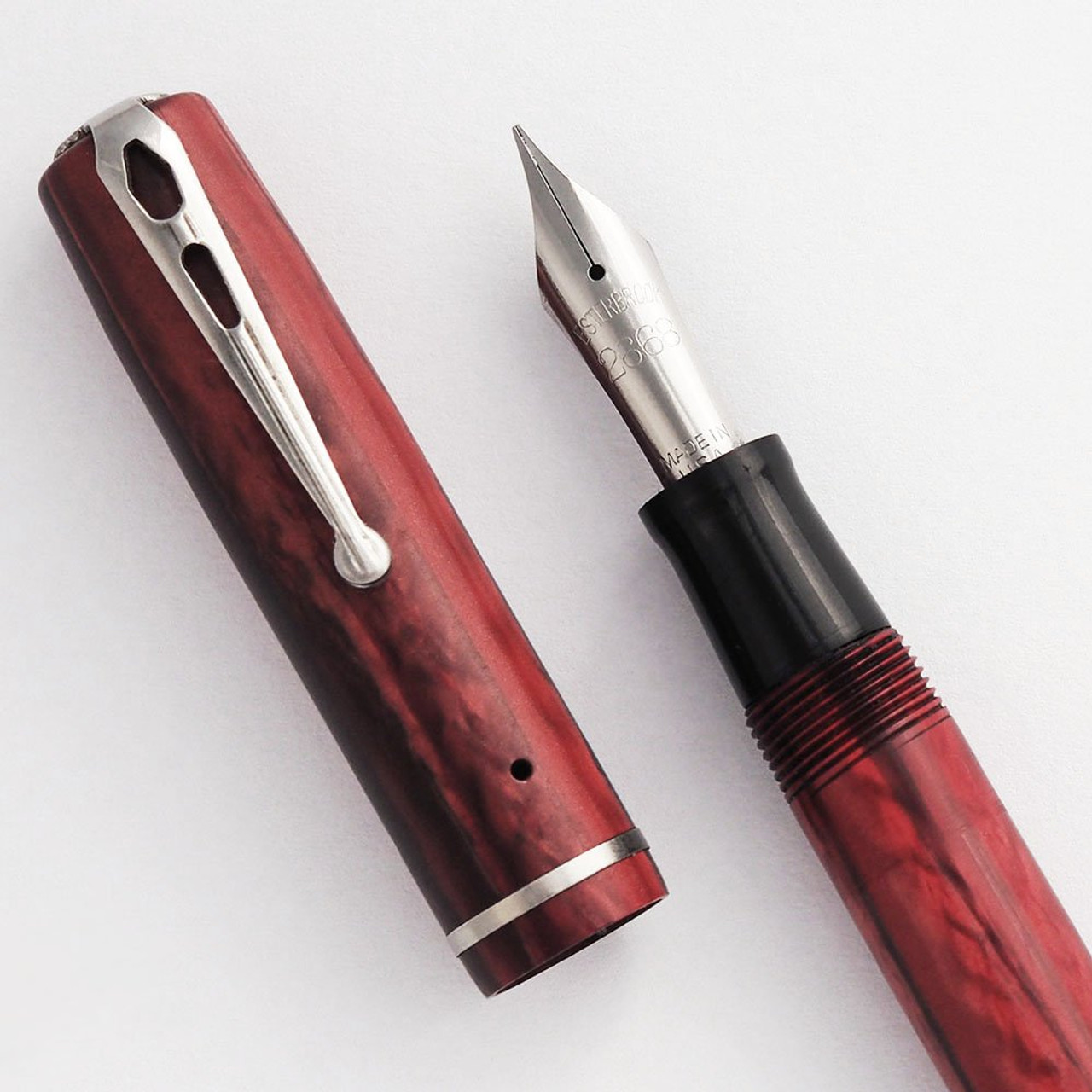 Esterbrook Dollar Fountain Pen - Red, 2668 Firm Medium Nib  (Very Nice,  Restored)