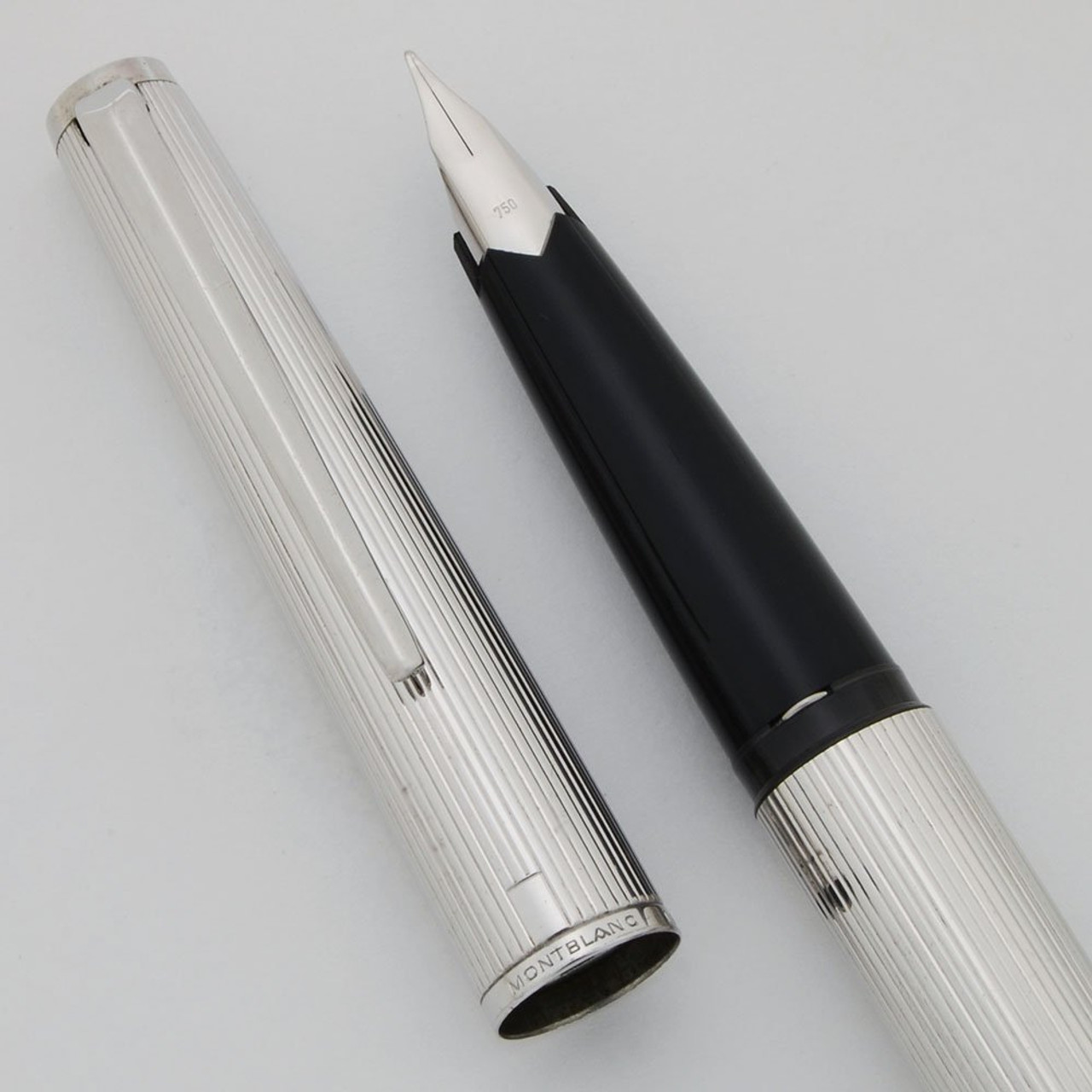 Montblanc Meisterstuck 1266 Fountain Pen (1970s) - Sterling Silver Lined, Piston Fill, 18k Fine Nib (Excellent in Box, Works Well)