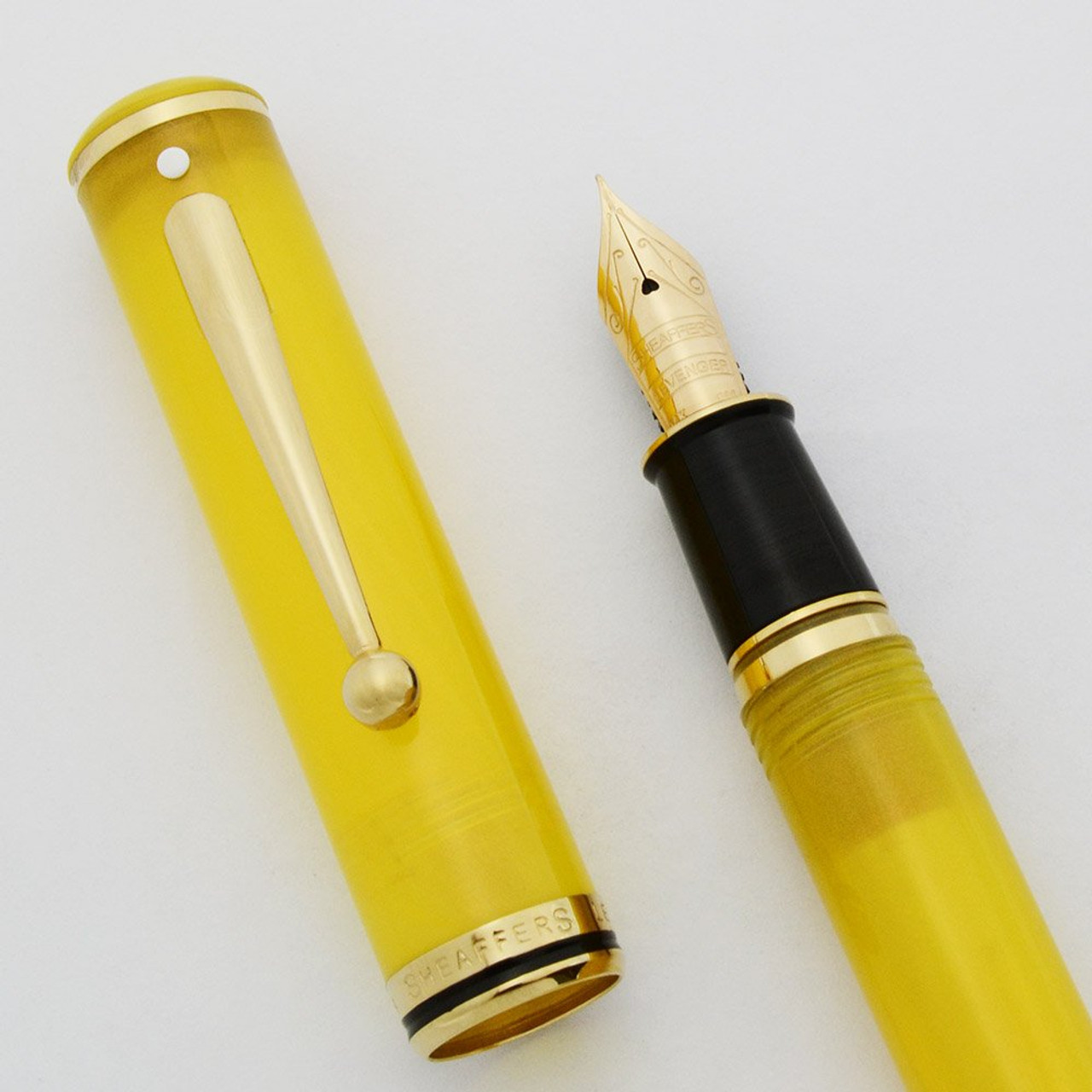 Sheaffer Levenger Connaisseur Fountain Pen (1998) - Caribbean Yellow, C/C Filler, Fine Lifetime 14k Nib (Near Mint, Works Well)