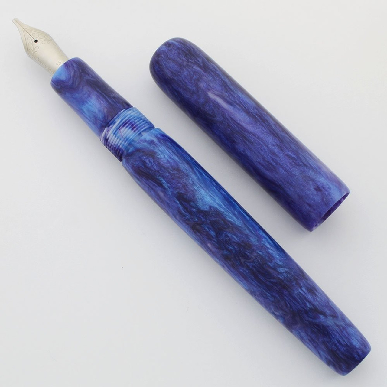 PSPW Prototype Fountain Pen - Matte Blue and Raspberry Alumilite, No Clip, #6 JoWo Nibs (New)