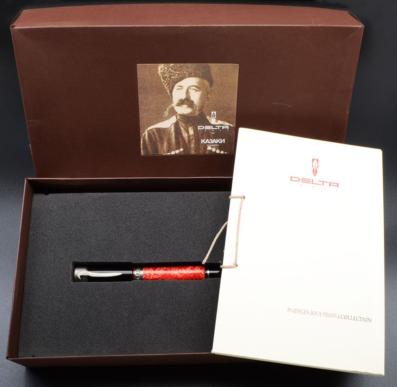 Delta Indigenous People "Cossacks" Special LE Fountain Pen - C/C, Sterling Trim, 18k Fine Nib (Near Mint in Box, Works Well) Delta Indigenous People "Cossacks" Special LE Fountain Pen - C/C, Sterling Trim, 18k Fine Nib (Near Mint in Box, Works Well)