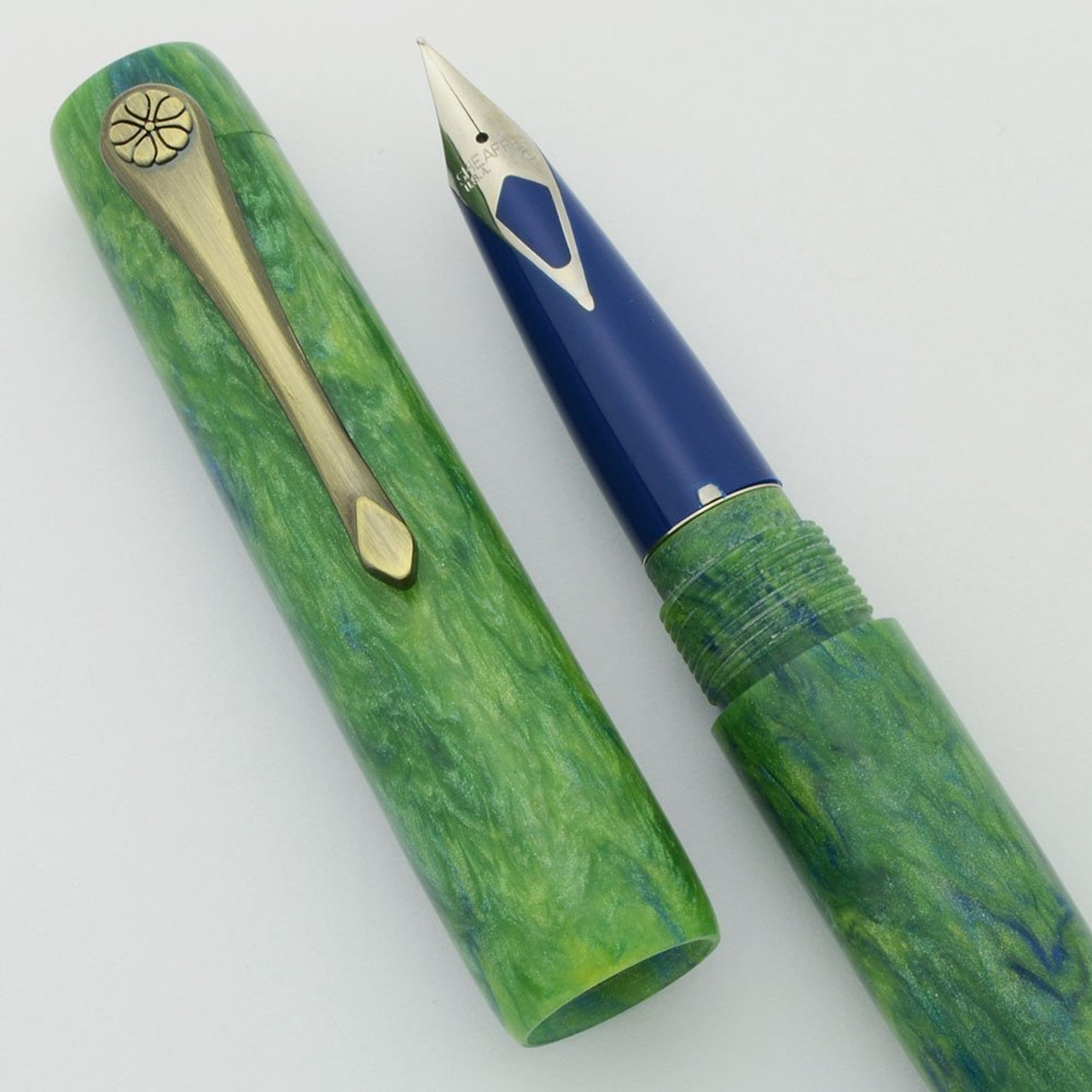 PSPW Prototype Fountain Pen for Sheaffer Imperial Nibs - "Parakeet"  Alumilite, Brass-Colored Clip (New)